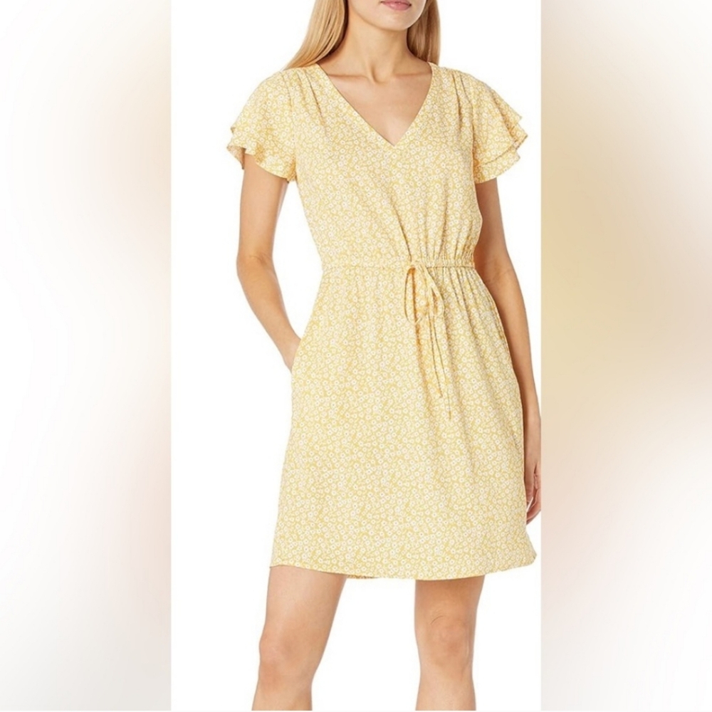 NWOT GOODTHREADS Yellow Daisy Floral Spring And Summer Dress With Pockets XL